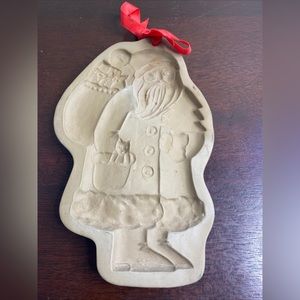 Vintage 1983 Brown Bag Cookie Art Mold Christmas Santa Claus w Kitten & Toy Bag